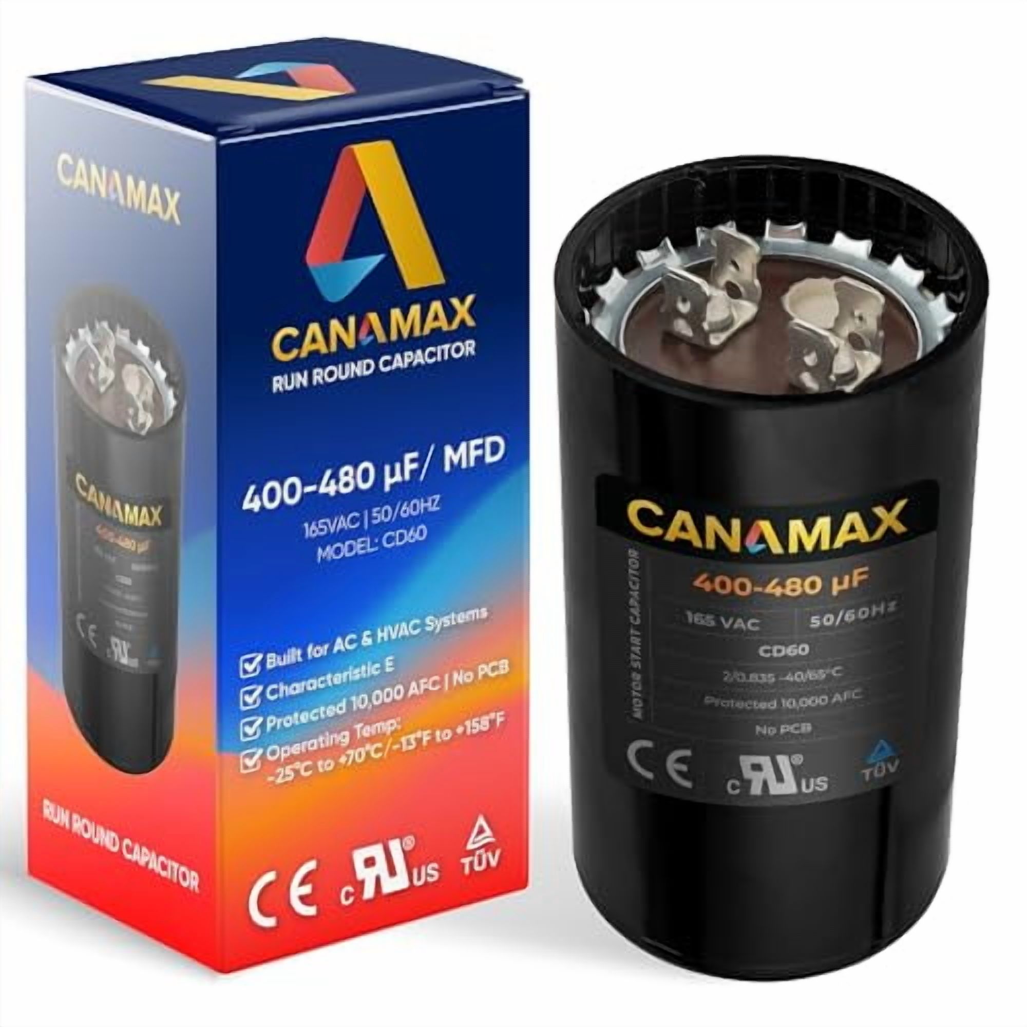 TEMCo 400-480 Uf/MFD 165 VAC Volts Round Start Capacitor 50/60 Hz AC