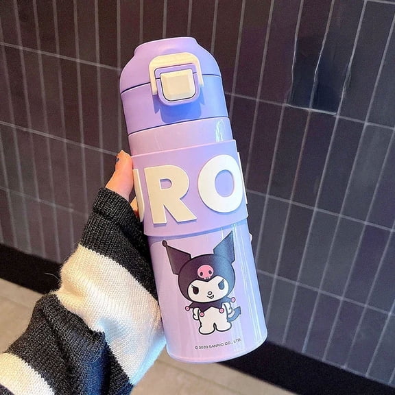 400/500ML Kawaii Thermos Mug Cartoon Kuromi My Melody Cinnamoroll Pochacco Stainless Steel Portable Water Cup Gifts