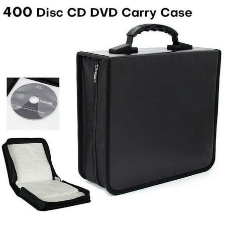 400/520 Discs Portable Zipper CD DVD Case Card Holder Storage Carrying Bag Organizer Wallet Closure VCD Sleeves Wallets for Home Car Travel Office Black