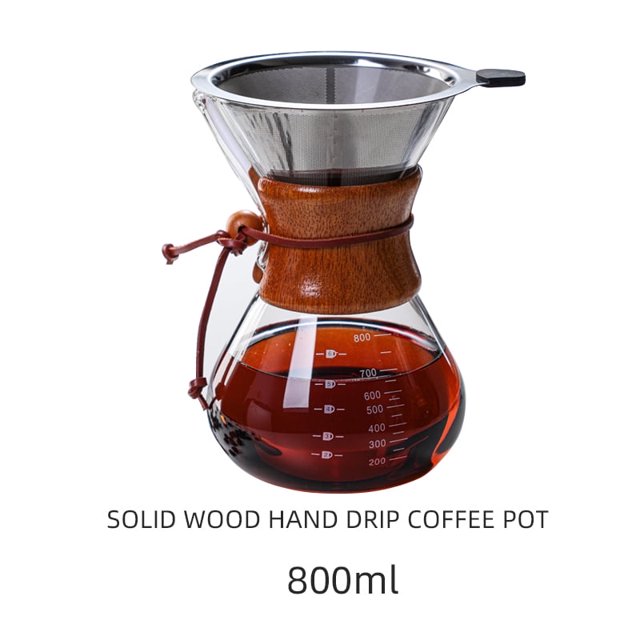 400 600ML High borosilicate Glass Pour over Coffee Pots Manual Drip Pot