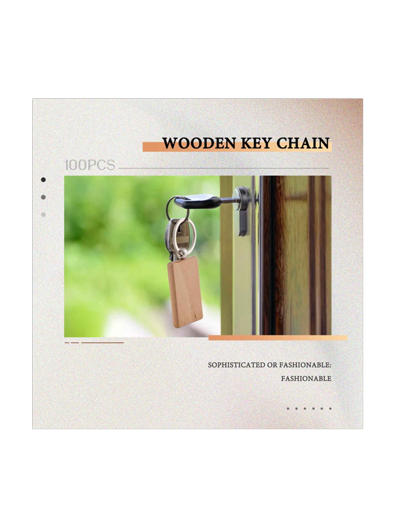 400 Blank Wooden Keychain Rectangular Engraving Key ID Can Be Engraved DIY