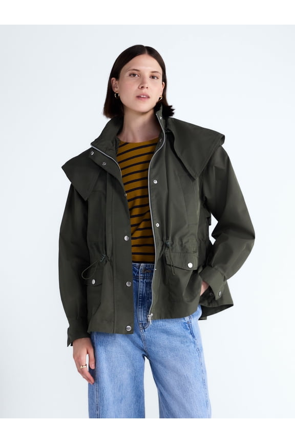Women's and Women's Plus Cinched Utility Jacket with Hood, Sizes XS-4X