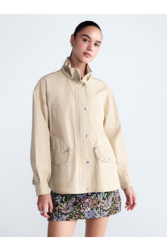 Women's and Women's Plus Cinched Utility Jacket with Hood, Sizes XS-4X
