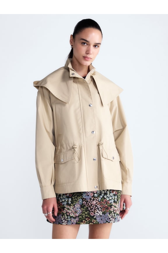 Women's and Women's Plus Cinched Utility Jacket with Hood, Sizes XS-4X