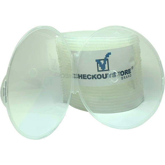 (400) CheckOutStore Clear Compact Slim Round ClamShell CD/DVD Case with Lock on Top (Clear)
