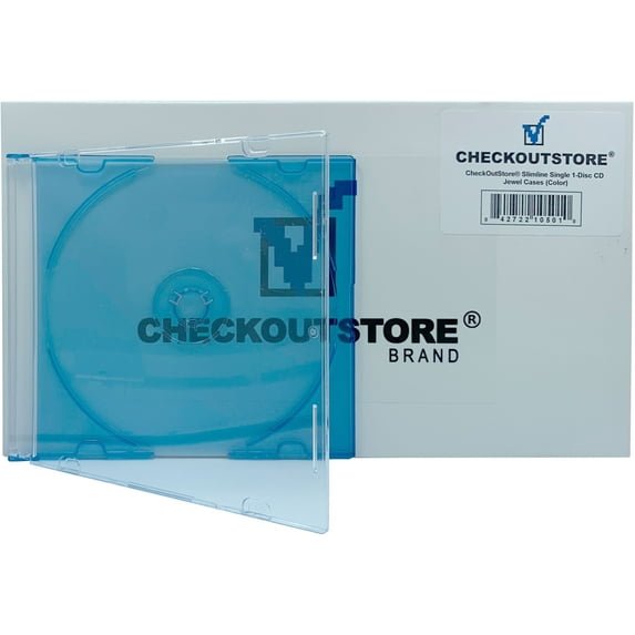(400) CheckOutStore Slimline Single 1-Disc Color CD Jewel Cases (Blue)