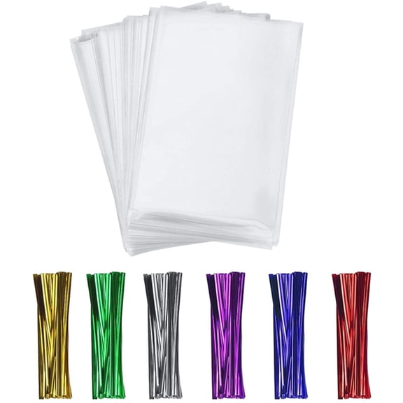 400 Clear Treat Cello Bags and Ties 3'' x 4'' (7.6 x 10.2cm) for Lollipop Cake Pop Candy Buffet Chocolate Cookie Wedding Supply