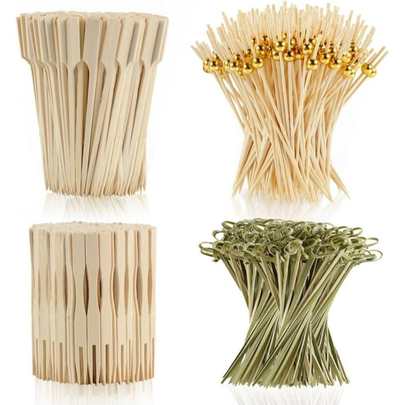 400 Cocktail Picks Bamboo Skewers for Appetizers,Fancy Toothpicks for Appetizers 4.7"Eco-Friendly Cocktail Toothpicks for Food Sticks Party Drinks,Food Picks for Charcuterie Boards Accessories