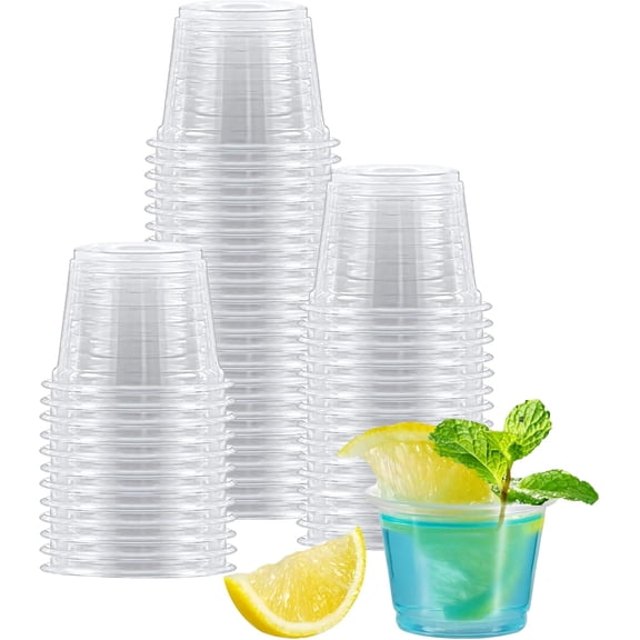 400 Count-1oz Plastic Shot Glasses Mini Disposable Cups Perfect Container for Jello Shots, Condiments, Tasting, Sauce, Dipping, Samples