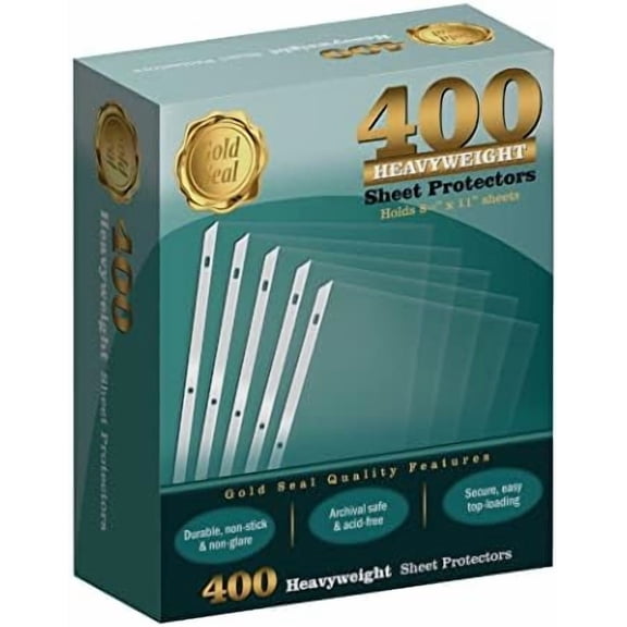 400 Count Clear Heavyweight Poly Sheet Protectors, 8.5" x 11", Extra Sturdy, Secure Topload, 400 Boxed Sheet Protectors$$