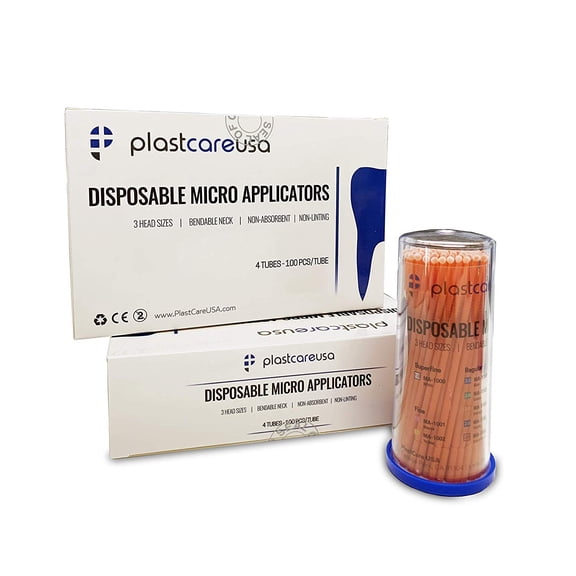 400 Disposable Micro Applicator Dental Bendable Brushes (4 Tubes) (Orange, Regular)