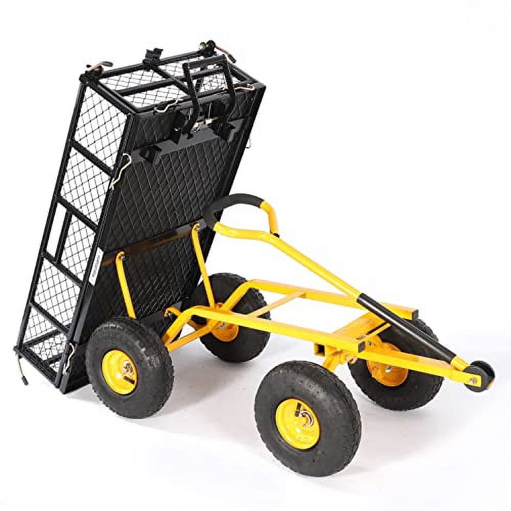 400 Dump Garden Cart Wagon, Heavy Duty Steel Garden Wagons, With Removable Sides, Pullable