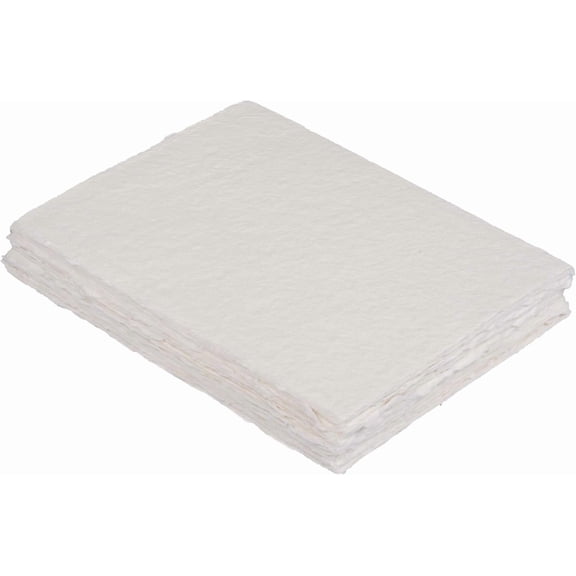 400 GSM / 25 Sheets - Rough/Textured Watercolor Drawing/Sketching Paper - 6"X4"(A6) - Handmade Deckle Edge Cotton Paper Made from Virgin Egyptian - Off-White by Leather Village