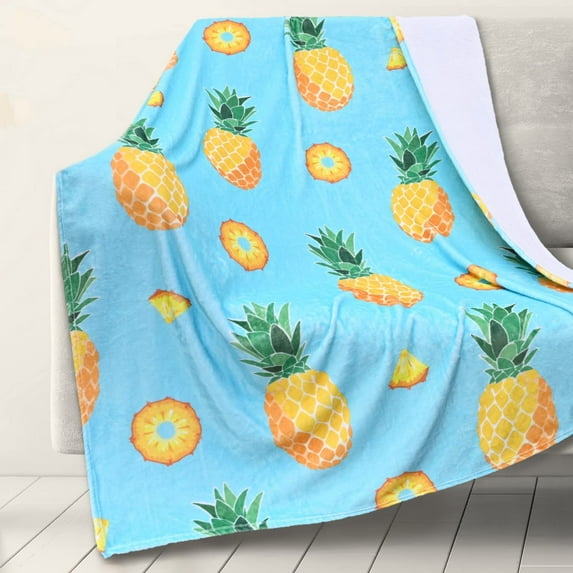400 GSM Pineapple Throw Blanket for Women, 60x80 Inches Super Soft Flannel Fleece Blanket Home Decor Couch Sofa Bed Blanket, Printed Pineapple Gifts for Adults and Kids All Seasons