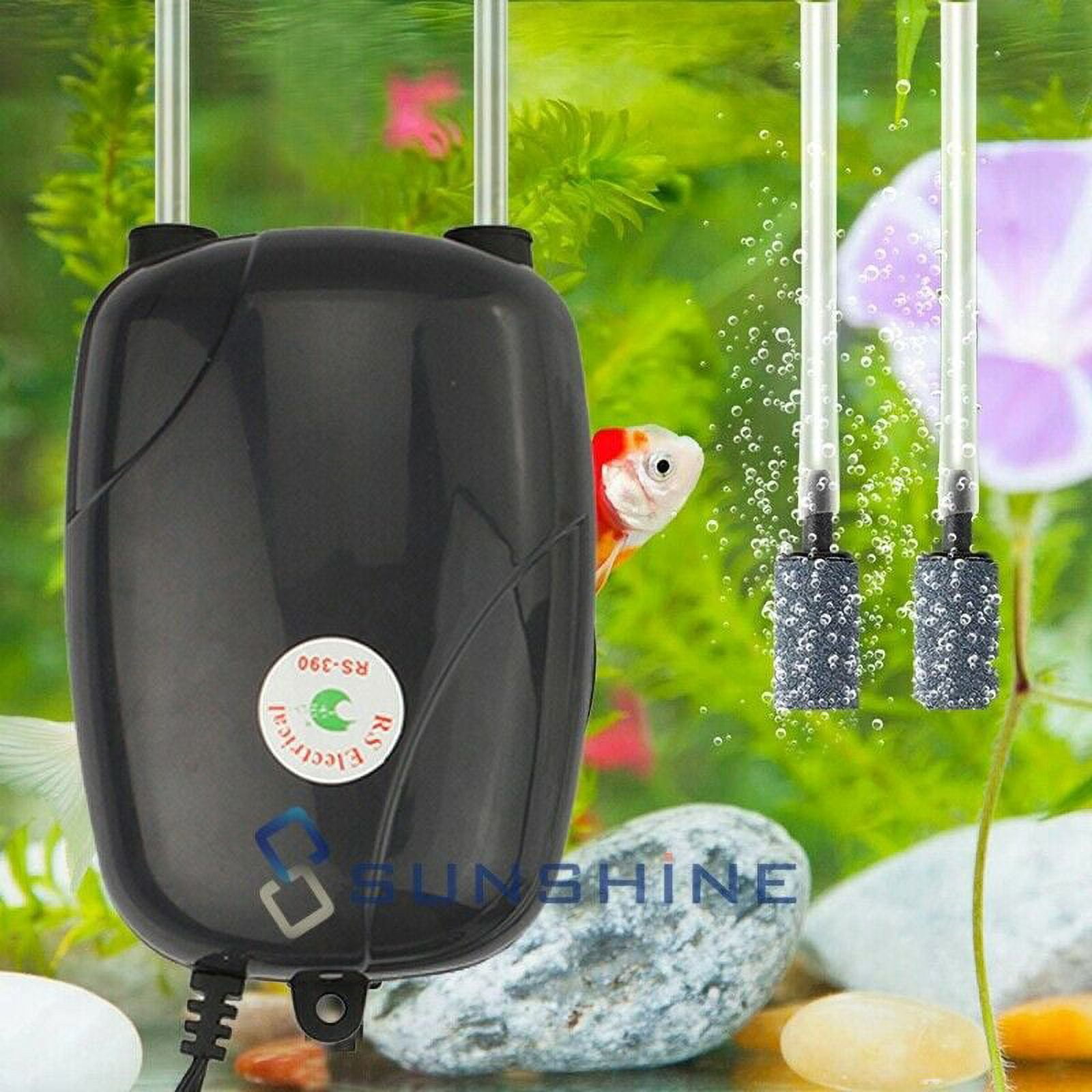 Aquarium Fish Tank Silent Air Pump 2 Air Bubble Disk Stone Hydroponic  Oxygen