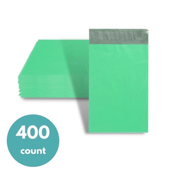 MMBM Green Poly Mailers 19" x 24" 2 Mil Self-Adhesive Water-Proof Bags for Apparel and Essential Shipping 400 Pack