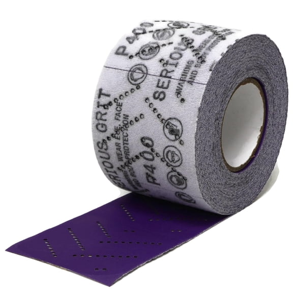 400 Grit Hook & Loop Ceramic Sandpaper Roll - 70mm x 12m Multi-Hole Dustless Abrasive Roll for Automotive, Wood, and Metal Sanding - Ideal for Body Repair and Paint Preparation