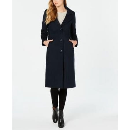 $400 Jones New York Single-Breasted Notch Collar Reefer Maxi Coat Navy Size 6