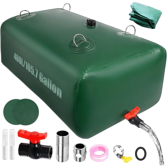 400 L/105.7 Gallon Water Storage Bladder, Foldable Portable Water Bladder Tank, Large Capacity Water Bag Container for Camping, Truck, RV, Emergency, Outdoor