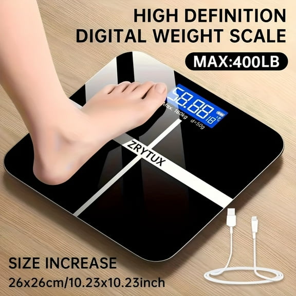 400 LB Ultra High Load Digital Bathroom Scale. High Precision, LB/KG Convertible. Temp Display, HD LCD. Ultra Wide Platform. For Home/Dorm/Gym/Office