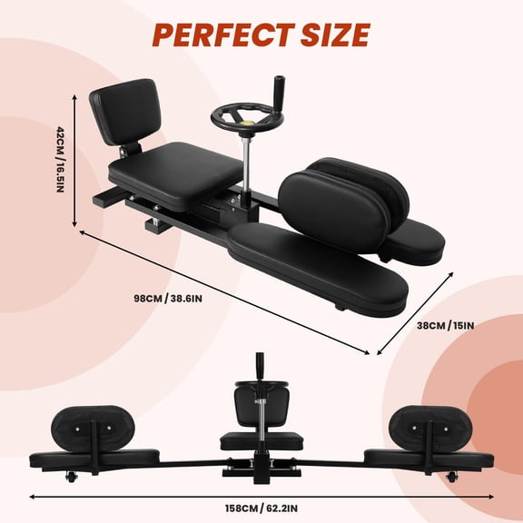 400 LBS Capacity Padded Split Leg Machine, Rotating Handwheel Stretch Trainer, Soft Cushion Fitness Equipment for Home Daily Workout