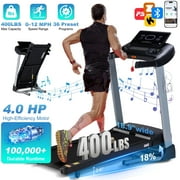400 LBS Capacity Treadmill with 18% Auto Incline 18.9 Wide Belt 3.5HP Folding Electric Treadmill with LED Display Running Walking Exercise Machine for Home Use