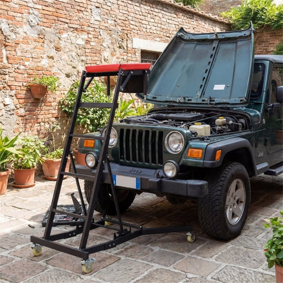 400 LBS Heavy Duty Topside Creeper 69In Adjustable Height Foldable Automotive Engine Overhead Creeper with 4 Levels 3 Tilt Angles Locking Casters Tool Pouch for Truck SUV Van Garage Workshop Repair