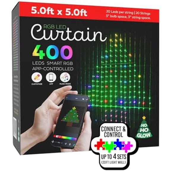 400 LED Curtain String Lights with App Control RGB  Displays, Halloween Window Lights,Limitless  Combinations and Pure Warm White Lighting,Christmas Indoor and Outdoor Decorations