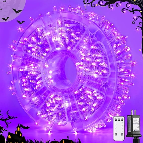 400 LED Purple Lights Halloween Decor, 132 ft Halloween String Lights Plug in with Remote, 8 Modes Purple Christmas Lights Indoor Outdoor for Garden Patio Party Haunted House Ghost Decoration