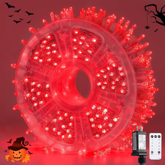 400 LED Red String Lights Indoor Outdoor, 132ft Red Halloween Lights Plug in with Remote, 8 Modes Christmas Light for Tree Room Fireplace Patio Party Christmas Halloween Decor