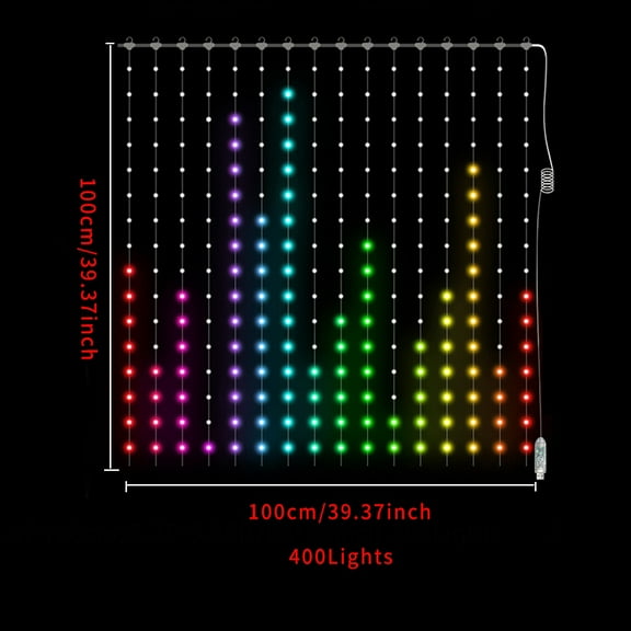 400 LED Smart Light Curtain, Color-Changing RPoe Fairy Lights with DIY Patterns for Indoor Outdoor Christmas Halloween Party Decoration
