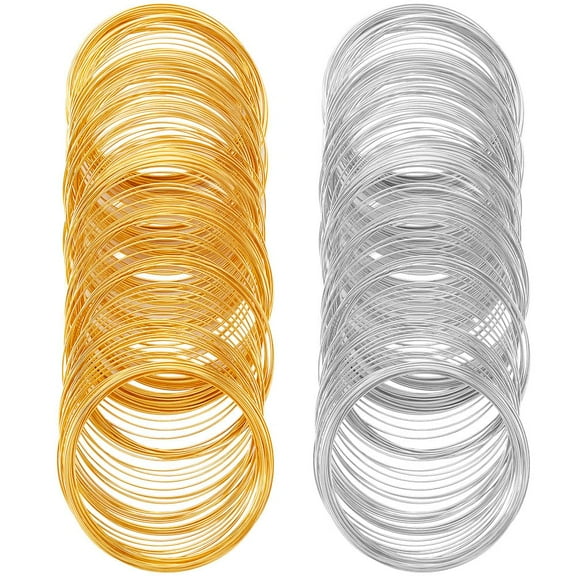 400 Loops Memory Wire Bracelet Bulk Jewelry Memory Wire Cuff Bangle Gold Silver Steel Beading Wires for Jewelry Making Wire Supplies DIY Crafts Bracelets Rings Necklace Wrap Art Creations Colorful