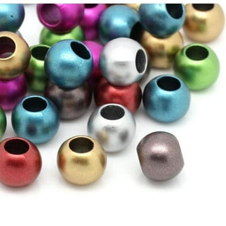 125 Matte Metallic Acrylic Large Hole Beads 10mm with 4.8mm Hole