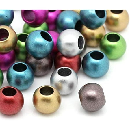 400 Multicolor Matte Metallic Acrylic Large Hole Beads 12mm with 5.7mm Hole