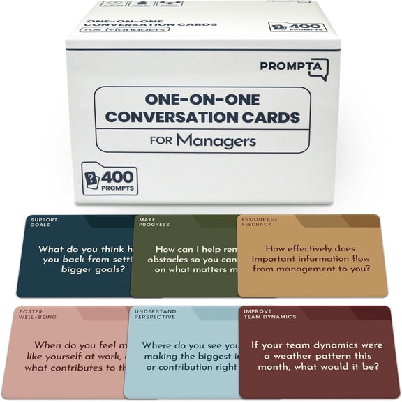 400 One-on-One Meeting Conversation Cards for Managers  2.5" x 1.75" Question Cards to Support Staff, Enhance Employee Growth Conversations, and Strengthen Your Team