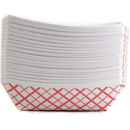 [400 PACK] Heavy Duty Disposable Paper Food Tray (2 LB) - Red Check Food Tray, USA MADE, Recyclable, Biodegradable, Compostable, Great for Picnics, Carnivals, Party, Camping, BBQ, Restaurants, Fries