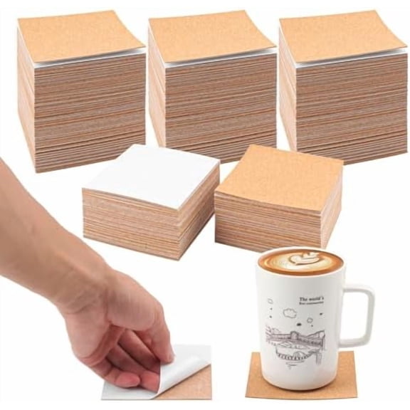 400 PCS 4 Inch Square Self-Adhesive Cork Sheets for Coasters, Cork Coaster Backing Pad for Home Tabletop Decoration$$Home Decor, Kitchen, & Other