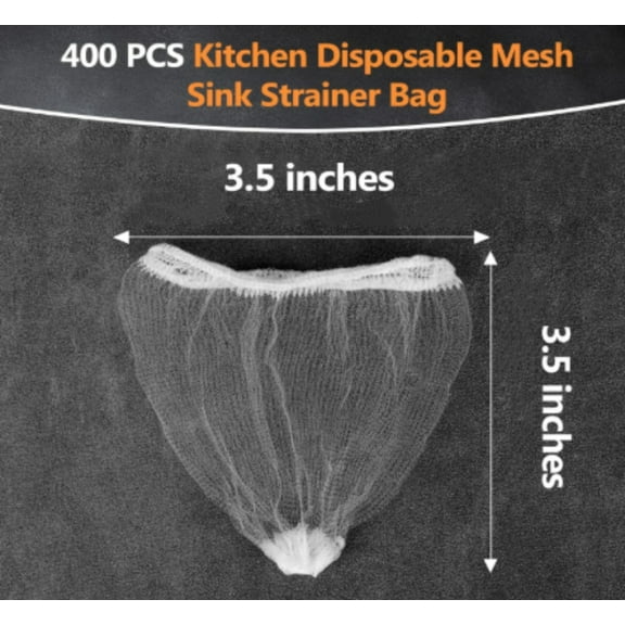 400 PCS Disposable Kitchen Mesh Sink Strainer Bag - Kitchen Sink Food Catcher Mesh Bag Elastic Net Drain Hair Catcher Strainer Bags for Drain Anti-Clogging Collecting Food Waste(3.5*3.5Inch)