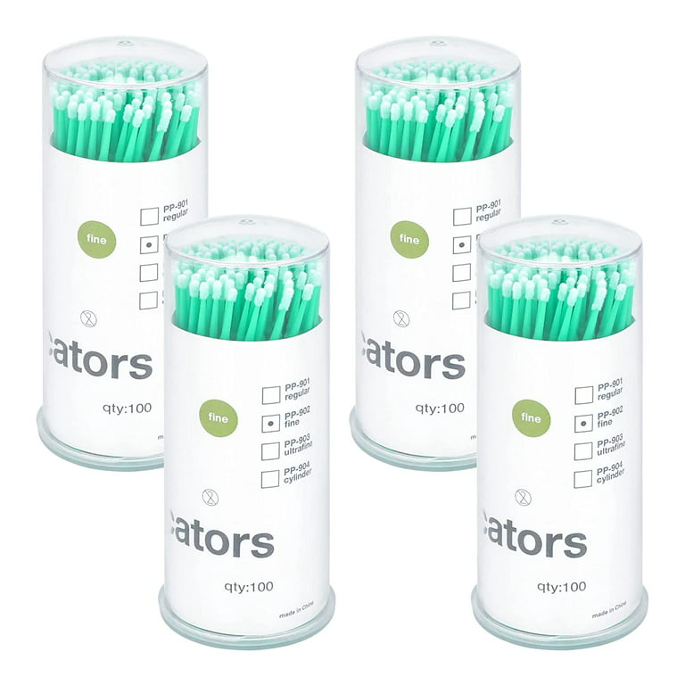 400 PCS Disposable Micro Applicators, Micro Brushes for Eyelash Extensions,  Makeup and Personal Care- 4 X 100PCS(Green) 