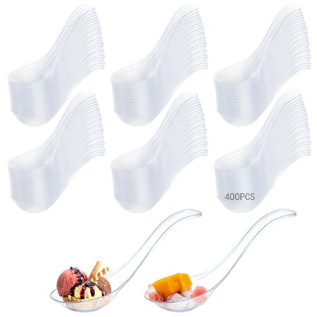 400 PCS Disposable Plastic Spoons, Tasting Mini Spoon, Dessert Appetizer Spoon, Food-grade Soup Bulk, Serving Spoon for Restaurants, Birthday Parties, Festivals, Gatherings