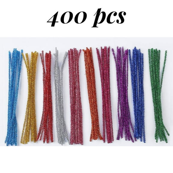 400 PCS Glitter Pipe Cleaners, Pipe Cleaners for Crafts, Bendable Chenille Wire