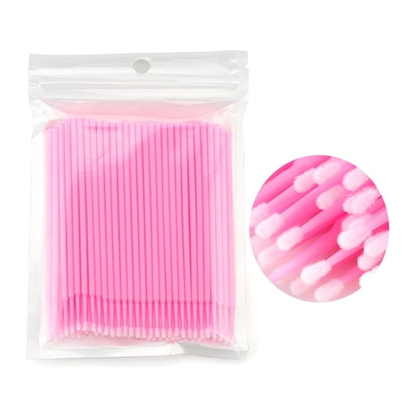 400 PCS Micro Applicator Brushes Disposable Eyelash Extension Microswab Mascara Wands Brush For Lash Remover Brush Tools Pink, Fine(2.0mm)