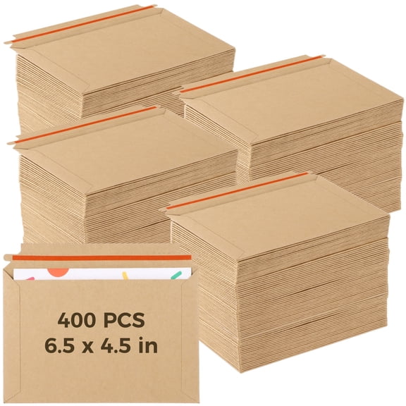 400 PCS Rigid Photo Mailers, 6.5 x 4.5 in Self-Adhesive Kraft Paper Shipping Envelopes for Photos, Documents, Cards, Invitations, Bulk Mailing Supplies for Business