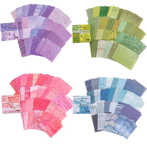 400 PCS Vintage Scrapbook Paper - Multi-colored (Pink, Gray, Blue, Green) - 3.15 x 3.15 Inch Square Glossy Paper - Decorative Paper Supplies for Scrapbooking, Crafts