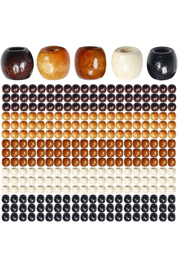 400 PCS Wooden Beads for Jewelry Making Adults, Assorted African Beads, Brown and Natural Craft Wood Beads for Bracelets and Necklace Jewelry 4 Colors 12x11mm