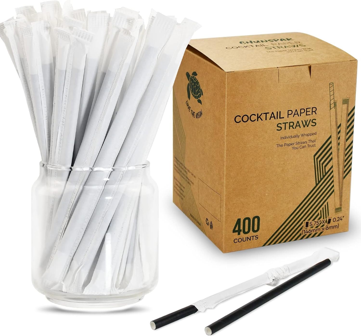 [400 Pack] 5.75 inch Disposable Black Paper Straws, Paper Bar Stirrers ...