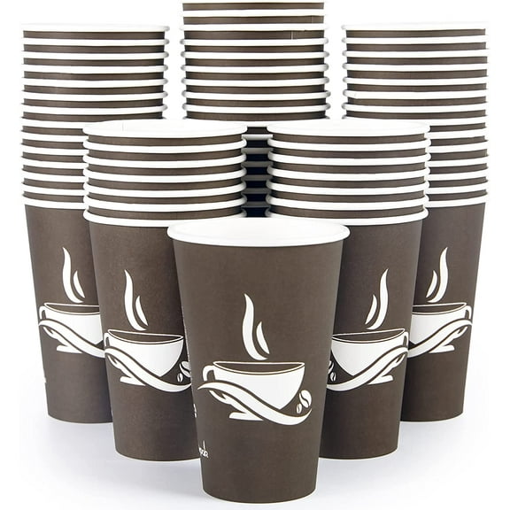 400 Pack 8 oz Paper Cups, Brown Disposable Hot Coffee Cups for Party, Picnic, Travel, and Events