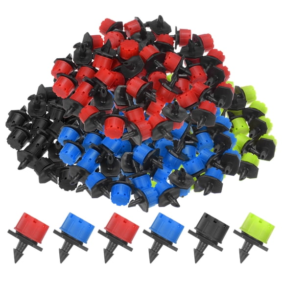 400-Pack Adjustable Irrigation Dripper, 1/4 Inch Barbed Emitter Drip Sprinklers Garden Watering System [4Colors]