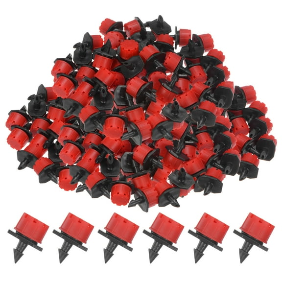 400-Pack Adjustable Irrigation Dripper, 1/4 Inch Barbed Emitter Drip Sprinklers Garden Watering System [Red]