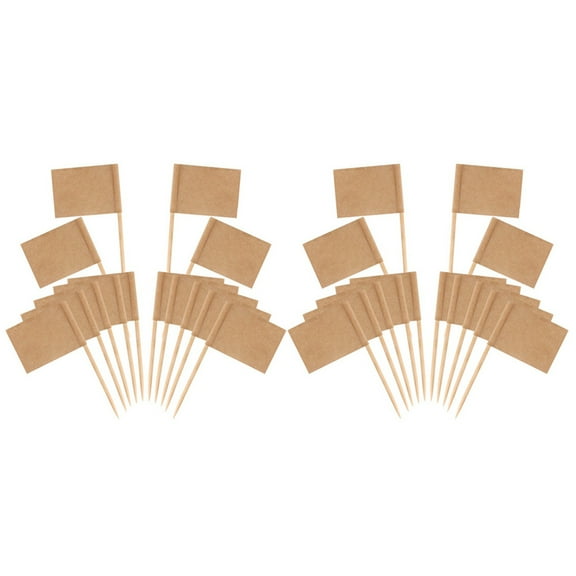 400 Pack Blank Toothpick Flags Kraft Paper Flag Picks Cheese Markers for Cupcake, Food, Fruit, Party Decorations,400 x Blank Toothpick,brown